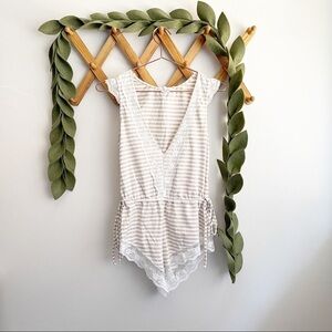 Tularosa Striped Romper with Lace